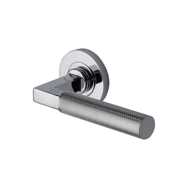 Signac Door Handle on Round Rose by M Marcus - Heritage Brass