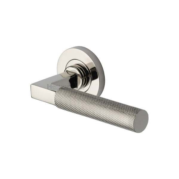 Signac Door Handle on Round Rose by M Marcus - Heritage Brass