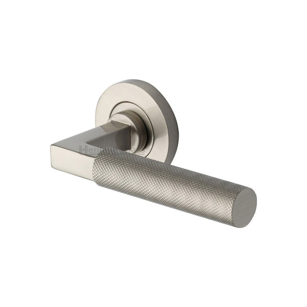 Signac Door Handle on Round Rose by M Marcus - Heritage Brass