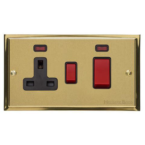 Elite Stepped Plate Range-Satin Brass Dual Finish-45A Cooker Unit + 13A Socket