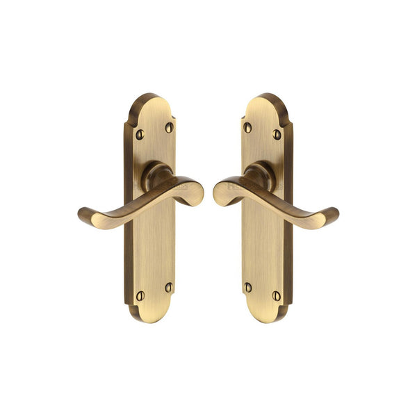 Savoy Door Handle on Plate by M Marcus - Heritage Brass