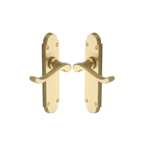 Savoy Door Handle on Plate by M Marcus - Heritage Brass