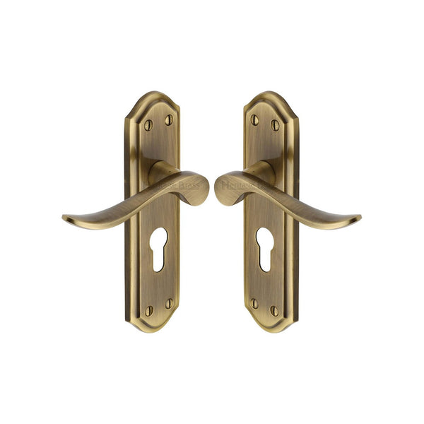 Sandown Door Handle on Plate by M Marcus - Heritage Brass