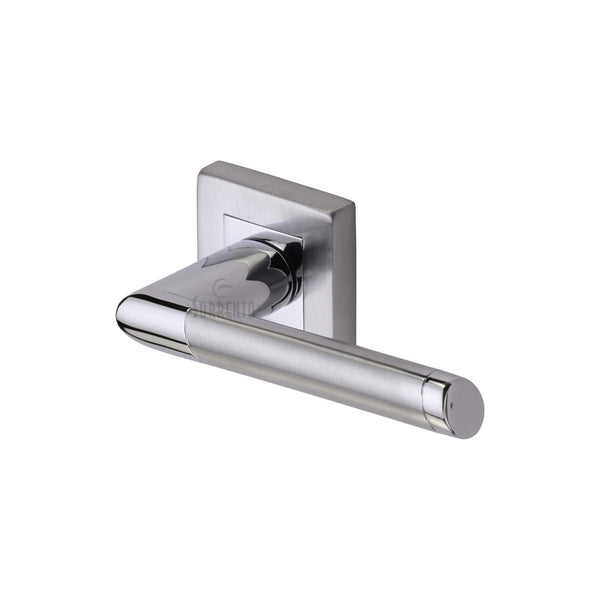 Mercury Sq Door Handle on Square Rose by M Marcus - Heritage Brass