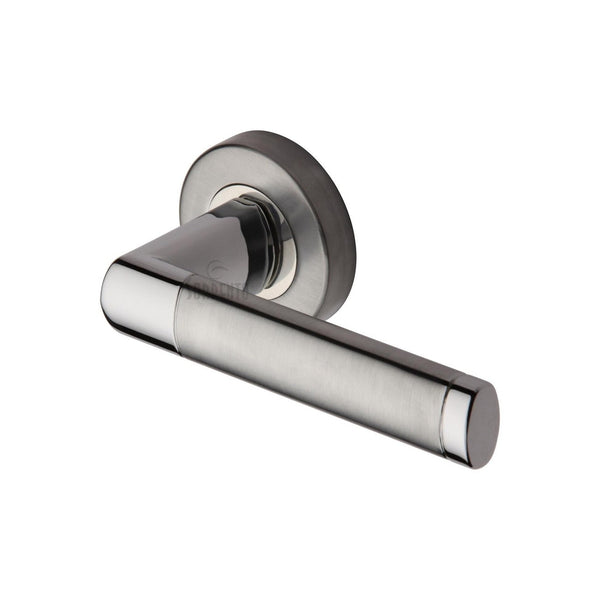 Milan Door Handle on Round Rose by M Marcus - Heritage Brass