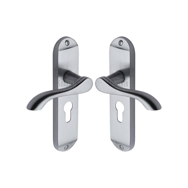 Aurora Door Handle on Plate by M Marcus - Heritage Brass