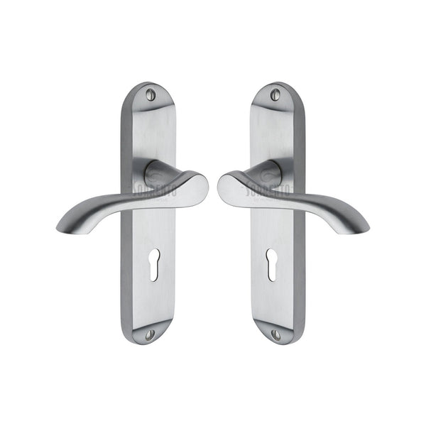 Aurora Door Handle on Plate by M Marcus - Heritage Brass