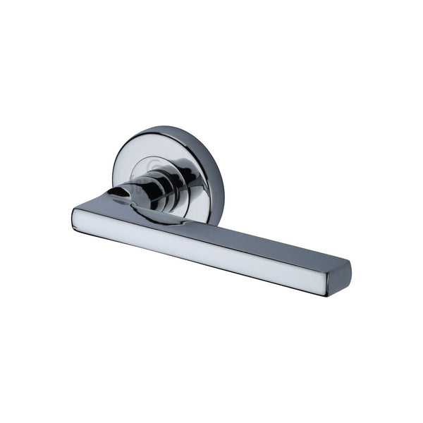 Vector Door Handle on Round Rose by M Marcus - Heritage Brass