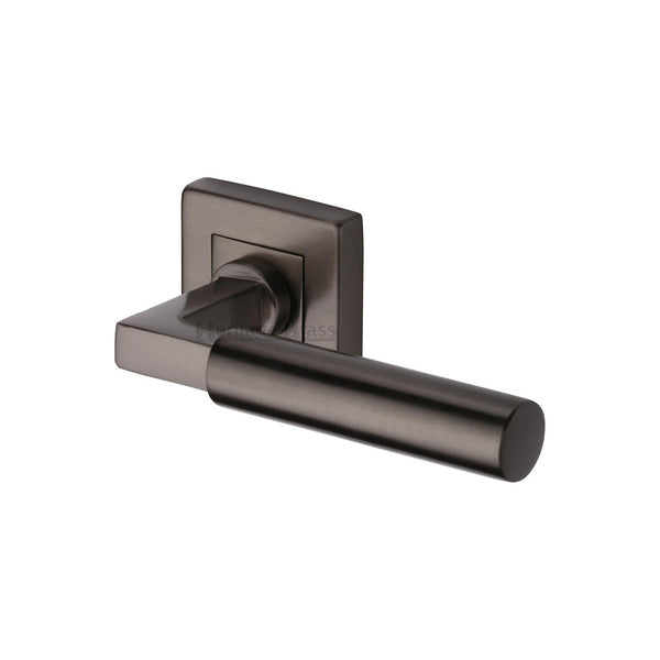 Bauhaus Sq Door Handle on Square Rose by M Marcus - Heritage Brass