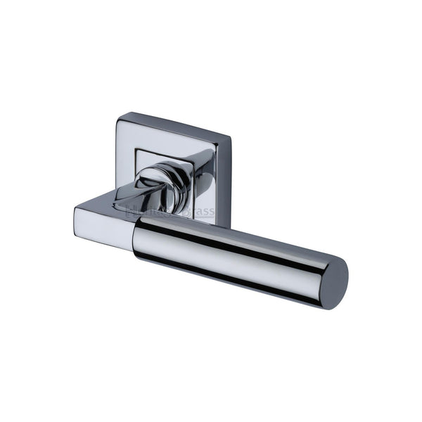 Bauhaus Sq Door Handle on Square Rose by M Marcus - Heritage Brass