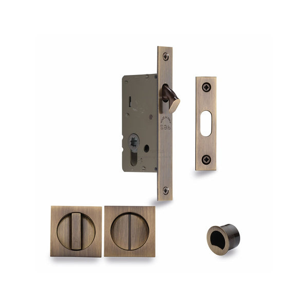 Sliding Lock with Square Privacy Turns by M Marcus - Heritage Brass