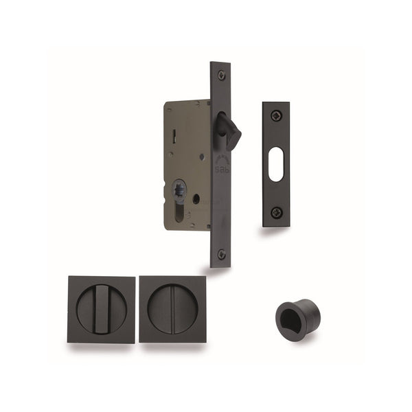 Sliding Lock with Square Privacy Turns by M Marcus - Heritage Brass