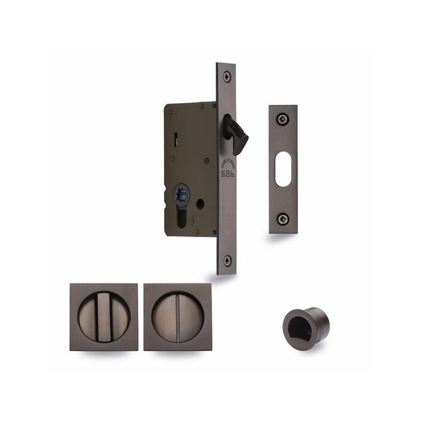 Sliding Lock with Square Privacy Turns by M Marcus - Heritage Brass