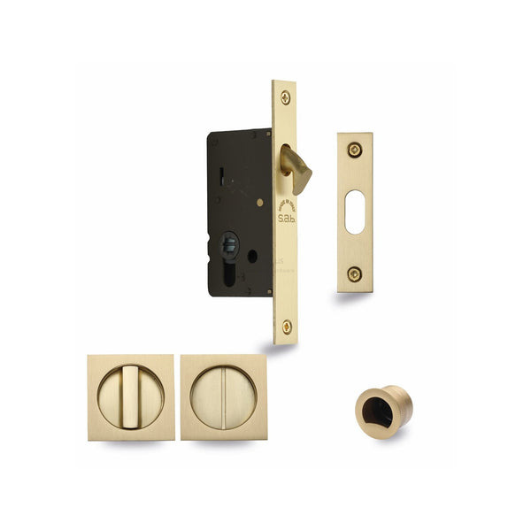 Sliding Lock with Square Privacy Turns by M Marcus - Heritage Brass