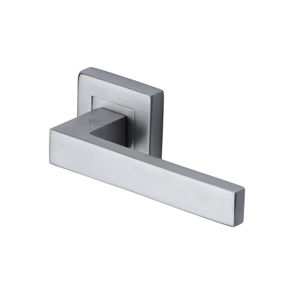 Delta Sq Door Handle on Square Rose by M Marcus - Heritage Brass