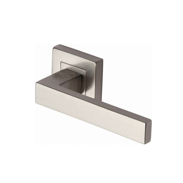 Delta Sq Door Handle on Square Rose by M Marcus - Heritage Brass