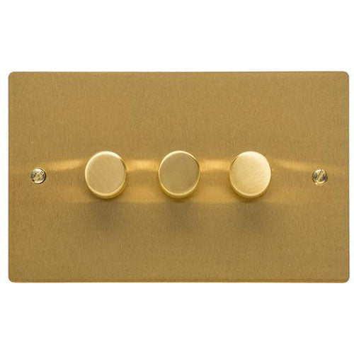 Elite Flat Plate Range-Satin Brass-3 Gang Dimmer (400 watts)