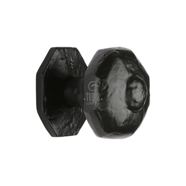 Tudor Octagon Center Door Knob - Black Antique