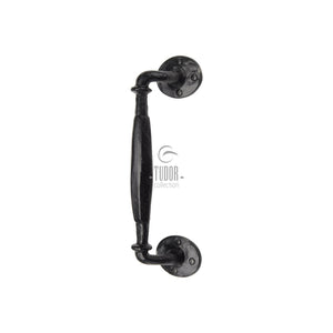 Tudor Door Pull Handle Offset - Black Antique