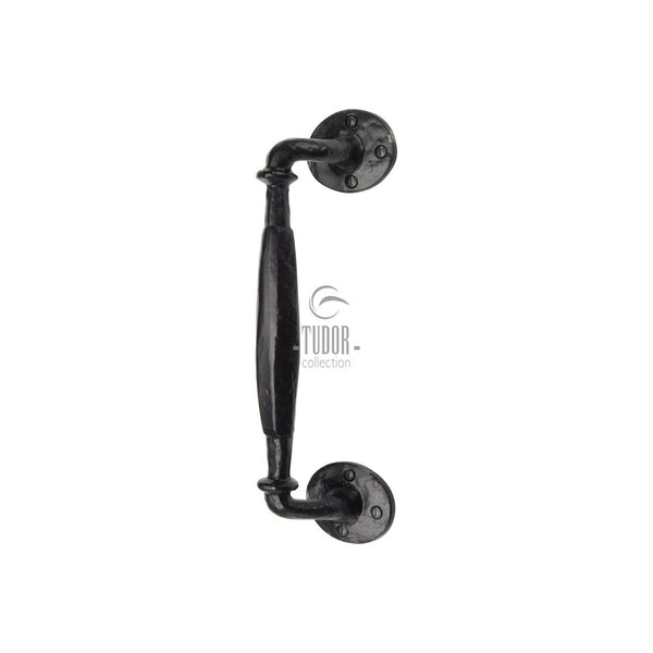 Tudor Door Pull Handle Offset - Black Antique