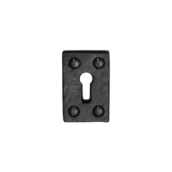 Tudor Standard Key Escutcheon Square Black Iron by M Marcus - Heritage Brass