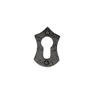 Tudor Euro Profile Cylinder Escutcheon Black Iron by M Marcus - Heritage Brass