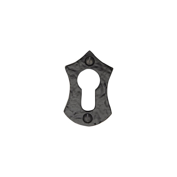 Tudor Euro Profile Cylinder Escutcheon Black Iron by M Marcus - Heritage Brass