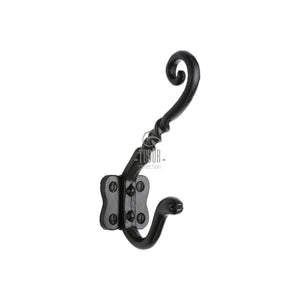 Tudor Curled Hat & Coat Hook Black Iron by M Marcus - Heritage Brass