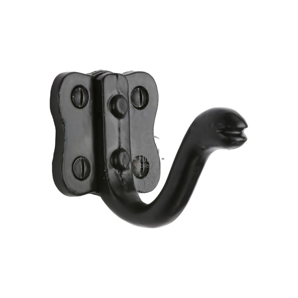 Tudor Single Coat Hook Black Iron by M Marcus - Heritage Brass