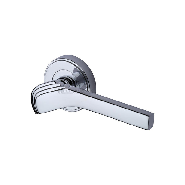 Tiffany Door Handle on Round Rose by M Marcus - Heritage Brass