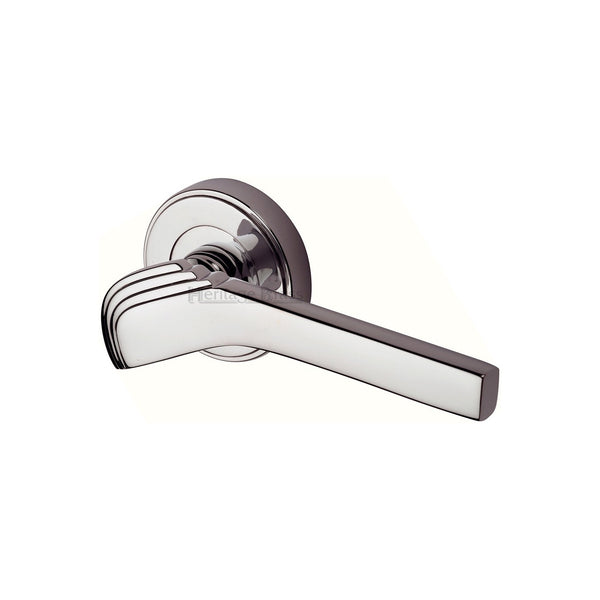 Tiffany Door Handle on Round Rose by M Marcus - Heritage Brass