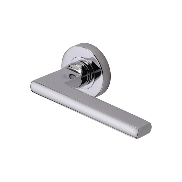 Trident Door Handle on Round Rose by M Marcus - Heritage Brass