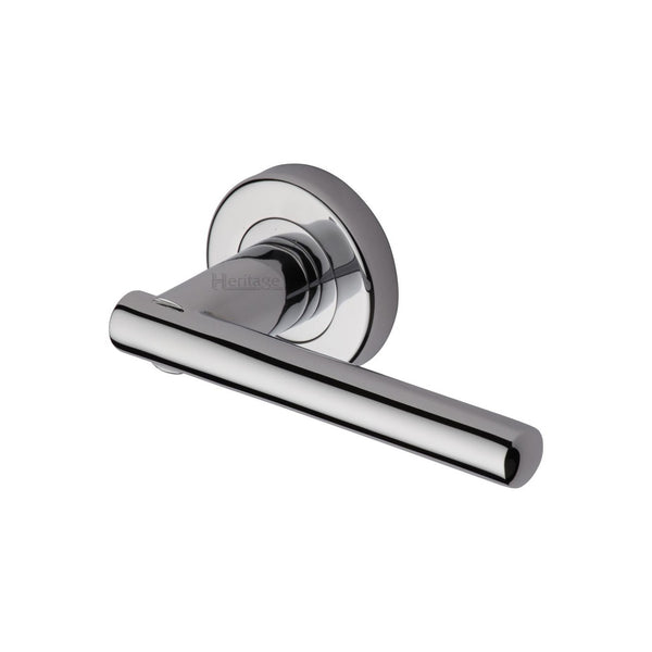 Challenger Door Handle on Round Rose by M Marcus - Heritage Brass