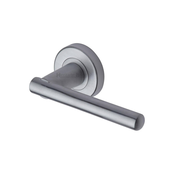 Challenger Door Handle on Round Rose by M Marcus - Heritage Brass