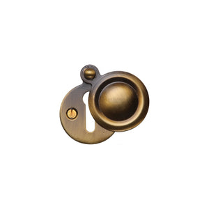 Standard Covered Key Escutcheon Round - V1020 - Antique Brass