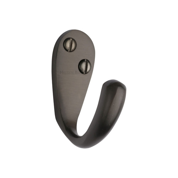Curved Single Robe Hook by M Marcus - Heritage Brass