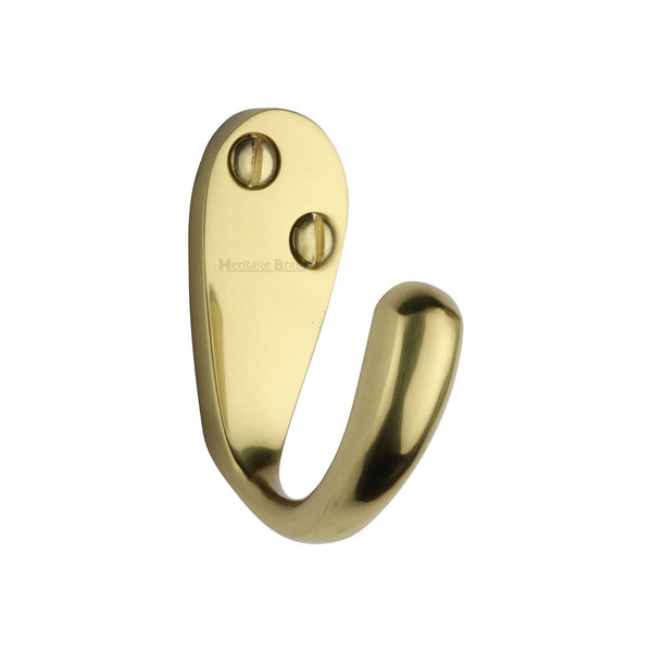 Curved Single Robe Hook by M Marcus - Heritage Brass