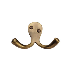 Double Coat HookÂ - V1060 by M Marcus - Heritage Brass