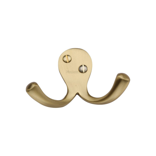 Double Coat HookÂ - V1060 by M Marcus - Heritage Brass