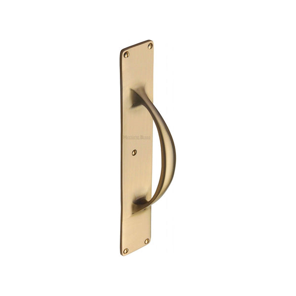 Door Pull Handle on Plate by M Marcus - Heritage Brass