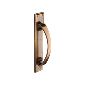 Door Pull Handle on Back Plate by M Marcus - Heritage Brass