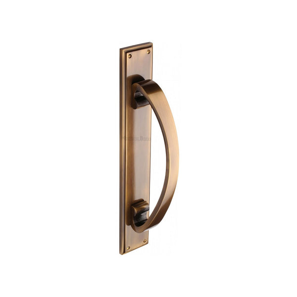 Door Pull Handle on Back Plate by M Marcus - Heritage Brass