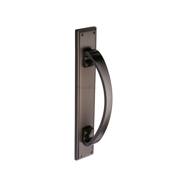 Door Pull Handle on Back Plate by M Marcus - Heritage Brass