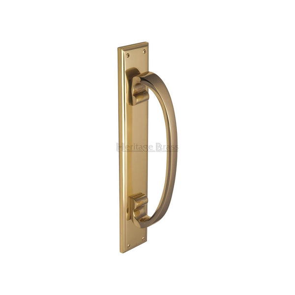 Door Pull Handle on Back Plate by M Marcus - Heritage Brass