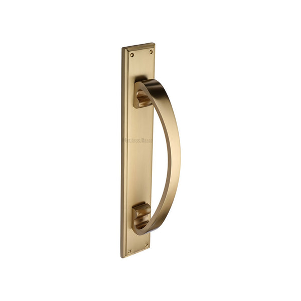 Door Pull Handle on Back Plate by M Marcus - Heritage Brass