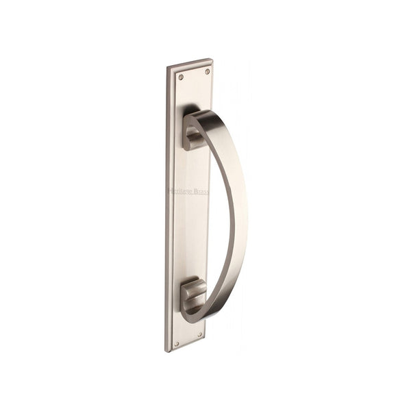 Door Pull Handle on Back Plate by M Marcus - Heritage Brass