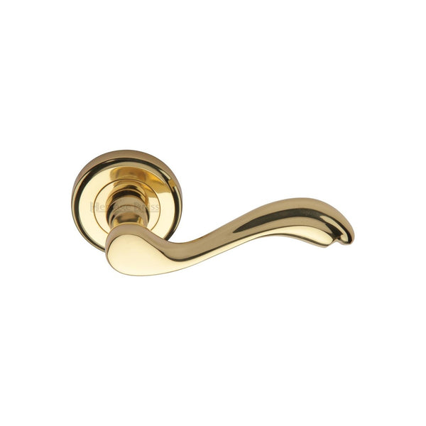 Lisboa Door Handle on Round Rose by M Marcus - Heritage Brass