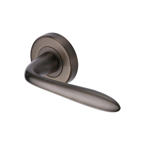 Sutton Door Handle on Round Rose by M Marcus - Heritage Brass