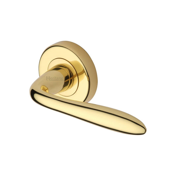 Sutton Door Handle on Round Rose by M Marcus - Heritage Brass