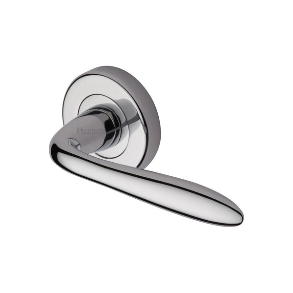 Sutton Door Handle on Round Rose by M Marcus - Heritage Brass